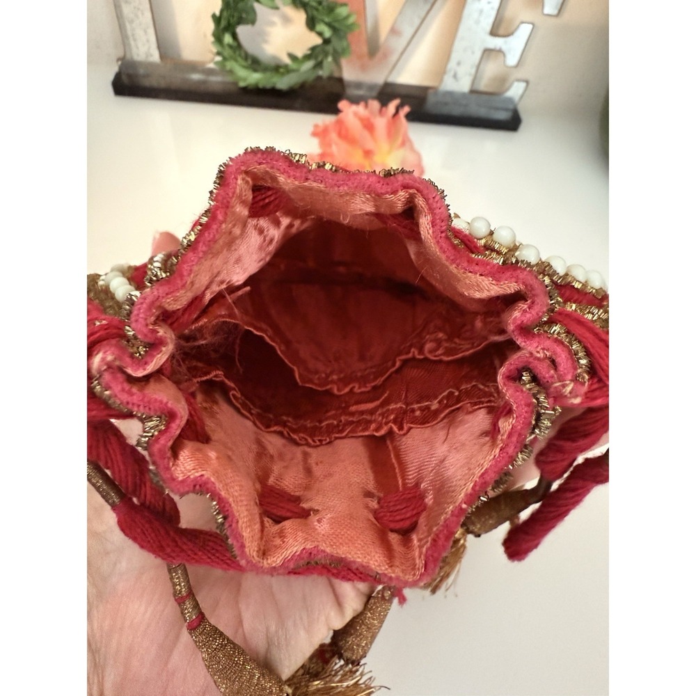 Beaded Vintage Reticule Bag Clutch Pouch Potli Bag Bridal Embroidered Purse 6X5 - Picture 5 of 16